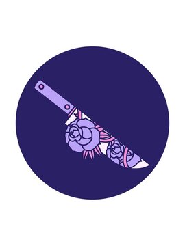 attention grabbing animation of tattoo style image of a dagger and flowers