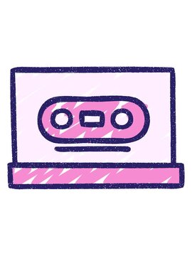 pixelize effect animation of Retro Cassette Chalk Drawing