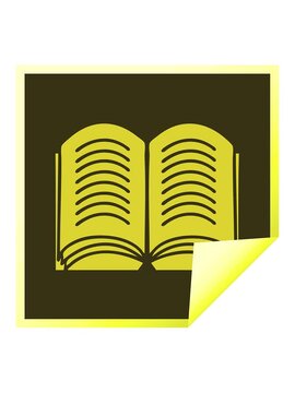 changing color animation of square peeling sticker cartoon of a open book