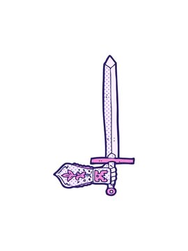 shine light effect animation of cartoon sword and hand