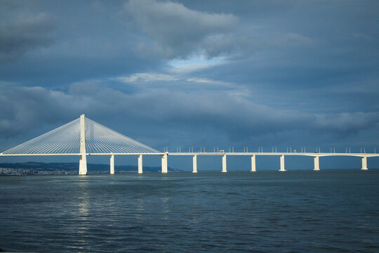 Lisbon, Portugal Europe Vasco de Gama bridge. The longest bridge in Europe.