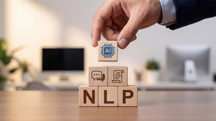 Natural language processing NLP artificial intelligence technology concept for machine learning text analysis and AI communication development