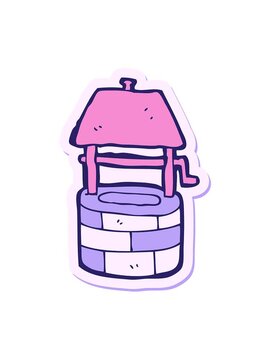 vibrating motion animation of sticker of a cartoon well
