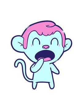 glitter effect animation of yawning cartoon monkey