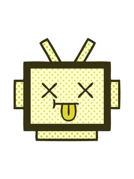 changing color animation of comic book style cartoon of a robot head