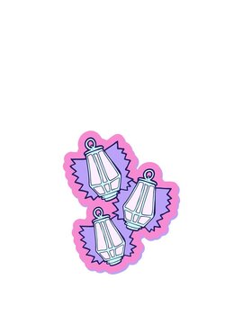 rise and float animation of sticker of a cartoon christmas lanterns
