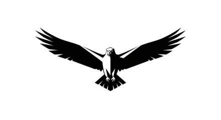 Obraz premium Black silhouette of an eagle flying.