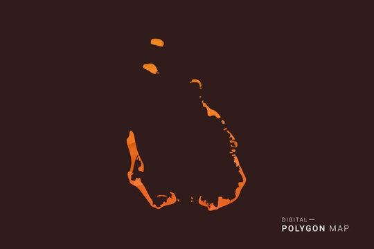 Cocos Islands Map - low poly polygon vector, geometric triangulated silhouette in orange and dark brown tones, clean modern infographic style, isolated background.