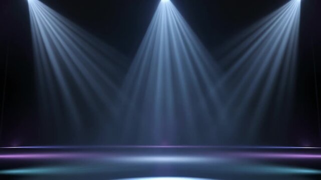 暗いステージのような環境を移動する柔らかなスポットライト