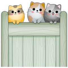The cat is perched on the wooden fence.