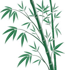 Fototapeta premium Vibrant green bamboo stalks and leaves vector illustration, perfect for nature-themed designs, Asian decor, spa backgrounds, or organic product branding.