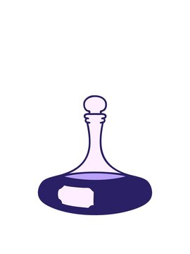 stretching up animation of cartoon of a fancy decanter full of wine or maybe vampire blood