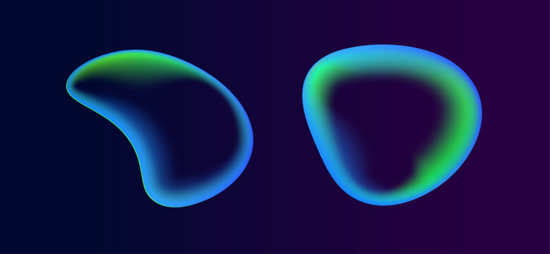 Futuristic fluid bubble with neon glow floats gently in darkness, creating a soft visual contrast. Smooth edges blur outward. The form feels immersive and digital.