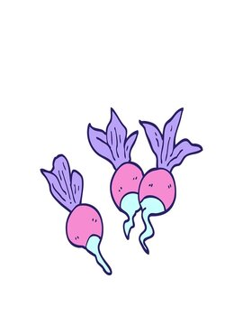 stretching up animation of cartoon doodle beetroot plants