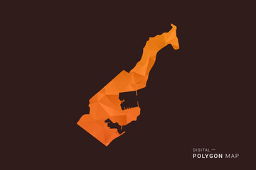 Naklejka premium Monaco Map - low poly polygon vector, geometric triangulated silhouette in orange and dark brown tones, clean modern infographic style, isolated background.