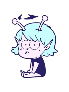 power up animation of illustration of alien girl