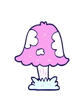 neon light effect animation of funny cartoon doodle mushroom