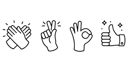 Obraz premium A collection of hand gestures clapping snapping thumbs up and pointing