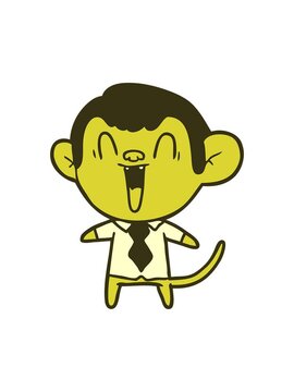 changing color animation of cartoon laughing monkey