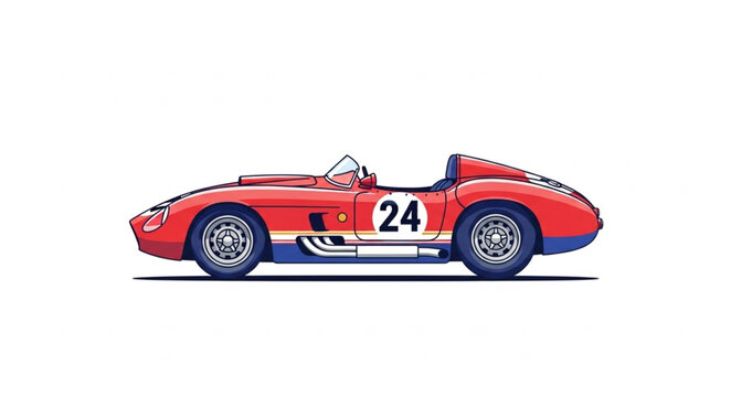 Red Maserati 250S vintage race car with number 24.