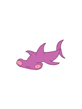 pressure popping animation of cartoon hammerhead shark