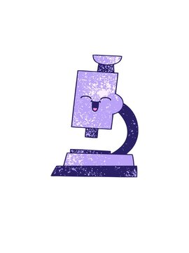 jumping motion animation of retro grunge texture cartoon of a microscope