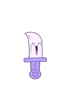 horizontally vibrating animation of cartoon knife