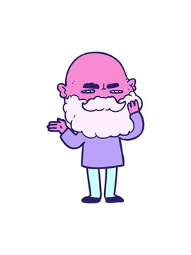 pixelize effect animation of cartoon man with beard frowning