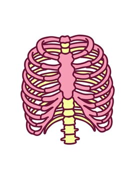 spinning motion animation of iconic tattoo style image of a rib cage in bright glow color