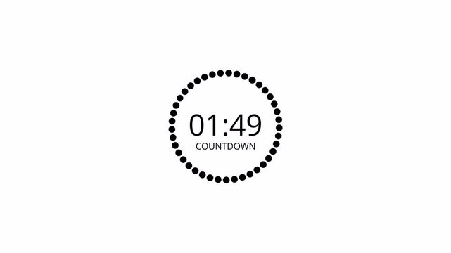 120 to 0 seconds, 2 minute countdown timer with alpha channel , Two minutes circle countdown video
