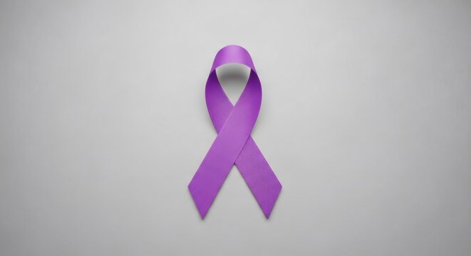 Purple awareness ribbon isolated on white background for health and medical campaigns perfect for FND Awareness Day (Functional Neurological Disorder)