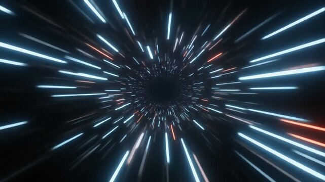 無限に光るワープトンネルを超高速で加速しながら突き進む映像