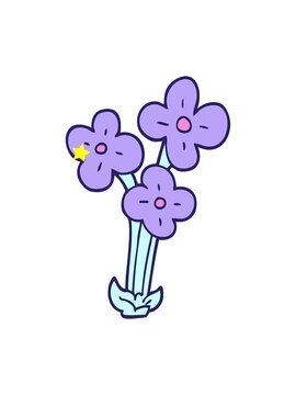 twinkling stars effect animation of cartoon doodle bunch of flowers