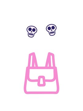 spinning skulls animation of school satchel symbol icon