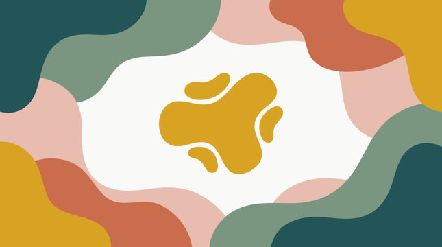 Layered organic abstract shapes in warm pastel color composition.