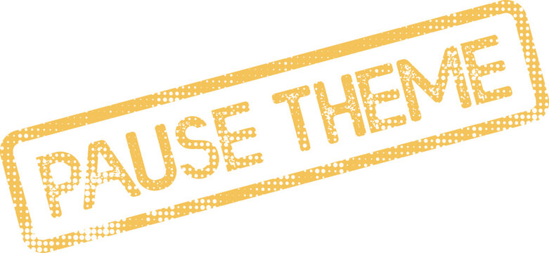 Distressed golden yellow PAUSE THEME stamp for temporary interruption or conceptual break