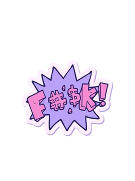 blinking radial lines animation of sticker of a cartoon swearword