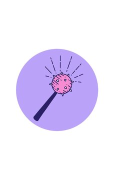 horizontally vibrating animation of icon of a tattoo style medieval mace