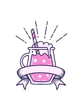 power up animation of scroll banner with tattoo style ginger beer