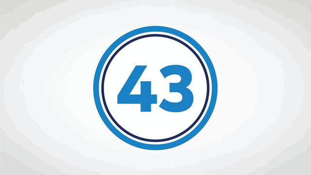 Number 43 in blue circle on white background numeric symbol illustration