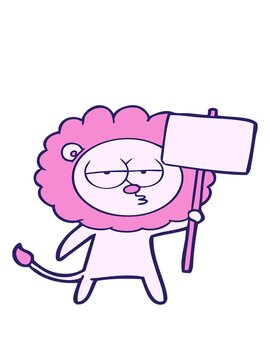 bobbing motion animation of cartoon bored lion