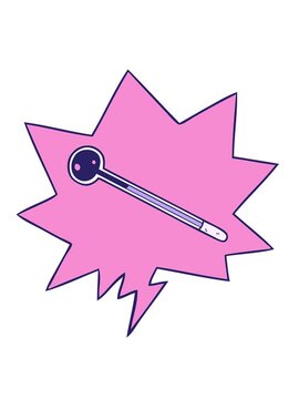 shaking motion animation of cartoom thermometer with speech bubble