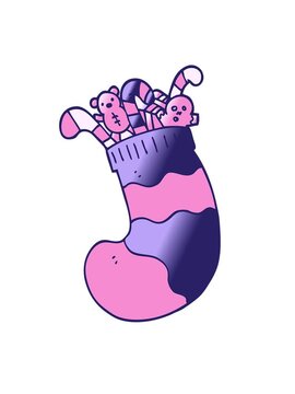 shaking motion animation of christmas stocking cartoon doodle