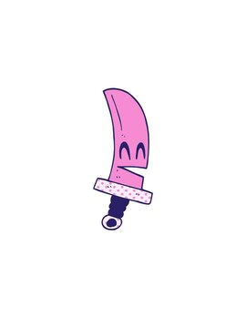 rise and float animation of cartoon doodle happy magical sword