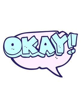 power up animation of freehand drawn speech bubble cartoon okay symbol