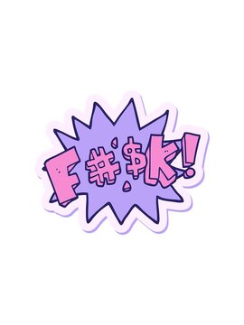 popping motion animation of sticker of a cartoon swearword