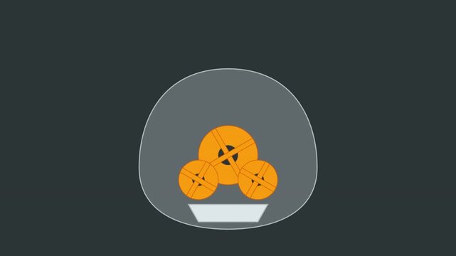 Minimalist rotating orange gears on dark background