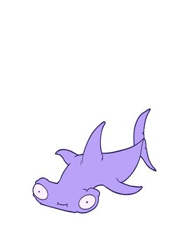 stretching up animation of cartoon hammerhead shark
