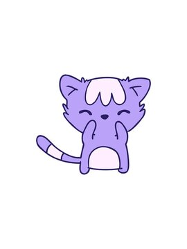 starburst effect animation of freehand drawing of cute kawaii cat