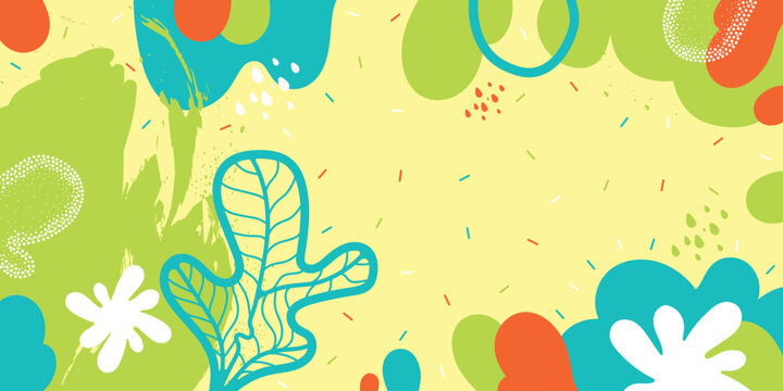 Cute doodle pattern background with abstract shapes and dots. Modern vector pattern for Banner, Flyer, Cover...	

